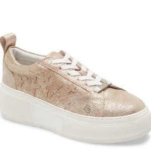 J/Slides Costarr Gold Leather Platform Sneaker